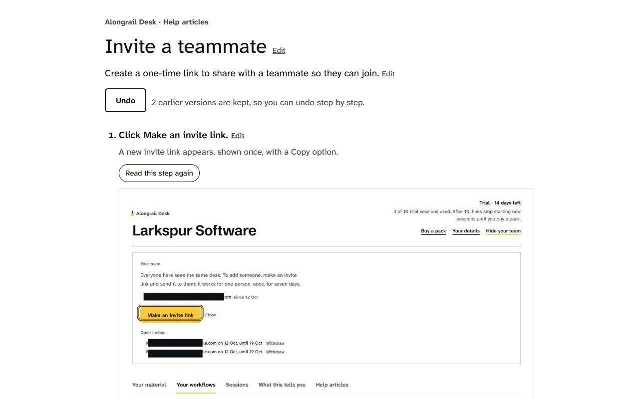 A finished help article with numbered steps and highlighted screenshots