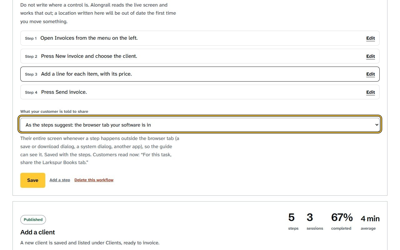 Step 2: Choose an option from the “What your customer is told to share” list, for example their entire screen.