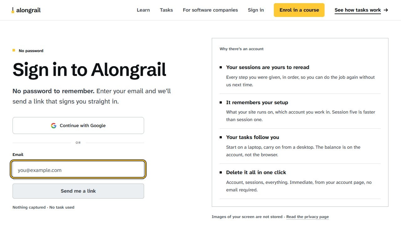 Step 2: Enter your email address in the Email field. The Send me a link button becomes active.