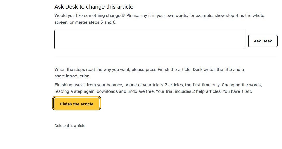Step 6: Click Finish the article.