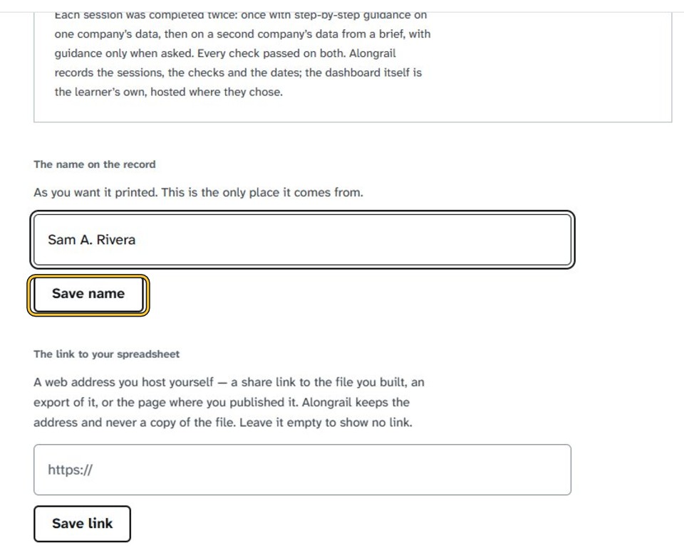 Step 2: Click “Save name”.