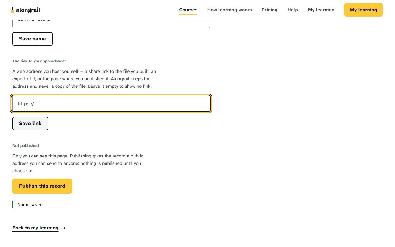 Step 3: Enter the web address of your spreadsheet in the field under “The link to your spreadsheet”.