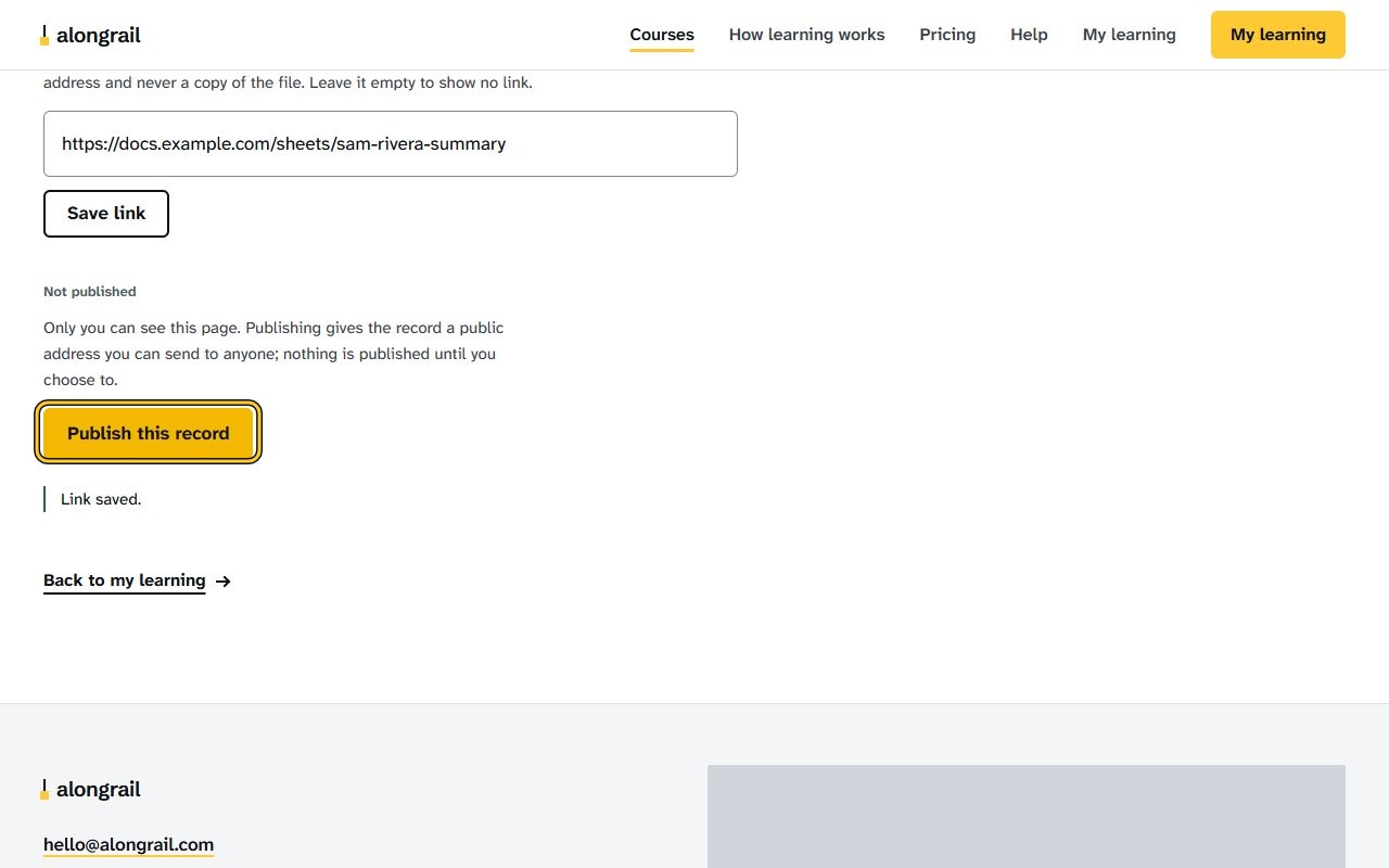 Step 5: Click “Publish this record”.
